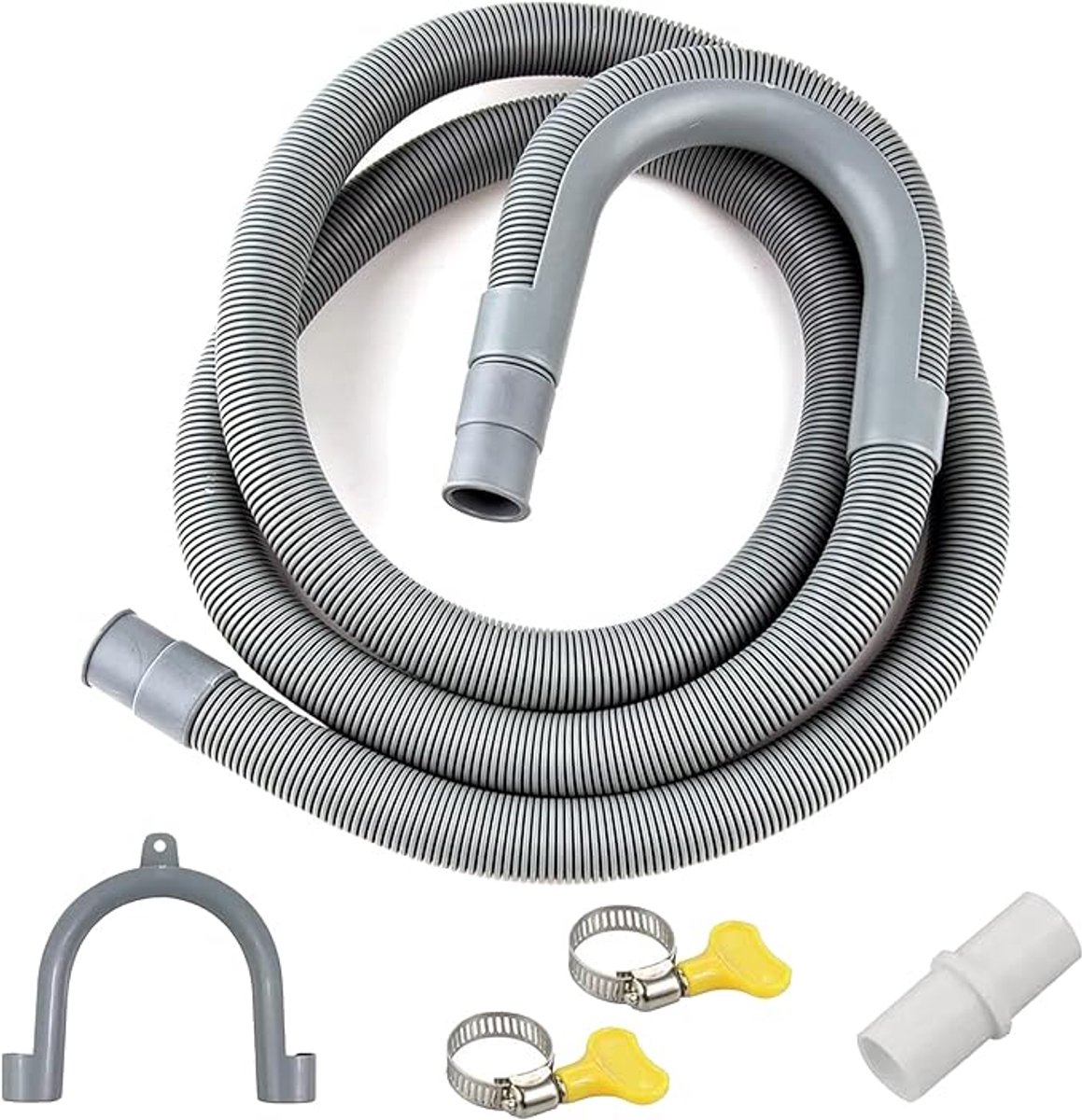 Afvoerslang verleng - Afvoerslang - wasmachineslang - met slangklemmen en afvoerslang verbindingsstuk - voor wasmachine en vaatwasser - Ø20mm - 1 meter