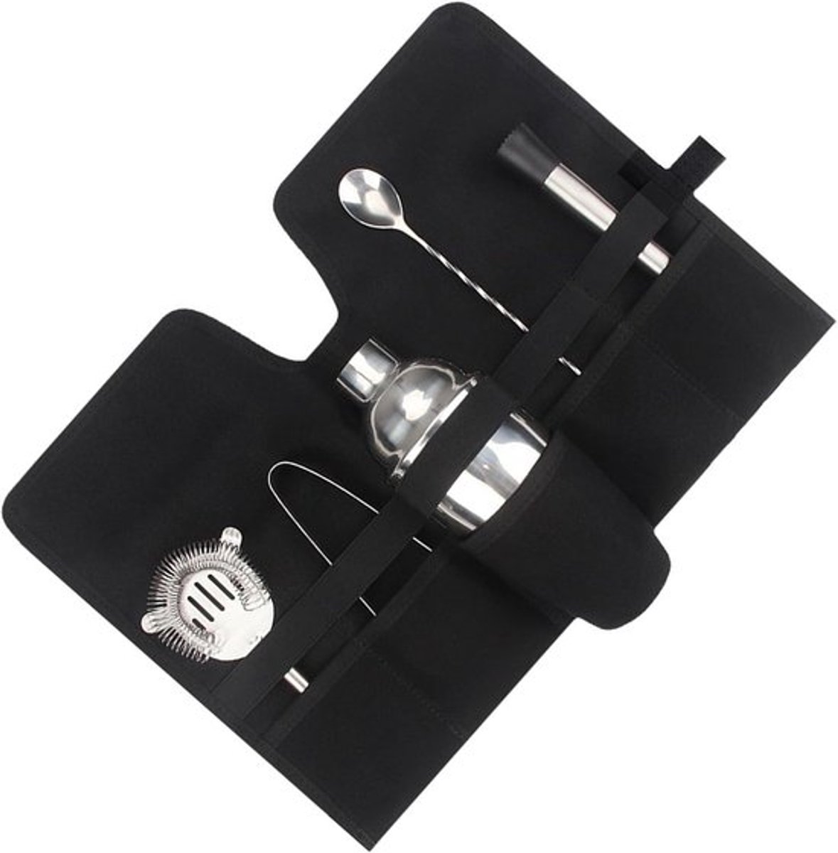 Professionele barman gereedschapstas voor buitenactiviteiten - canvas cocktailset met draagriem