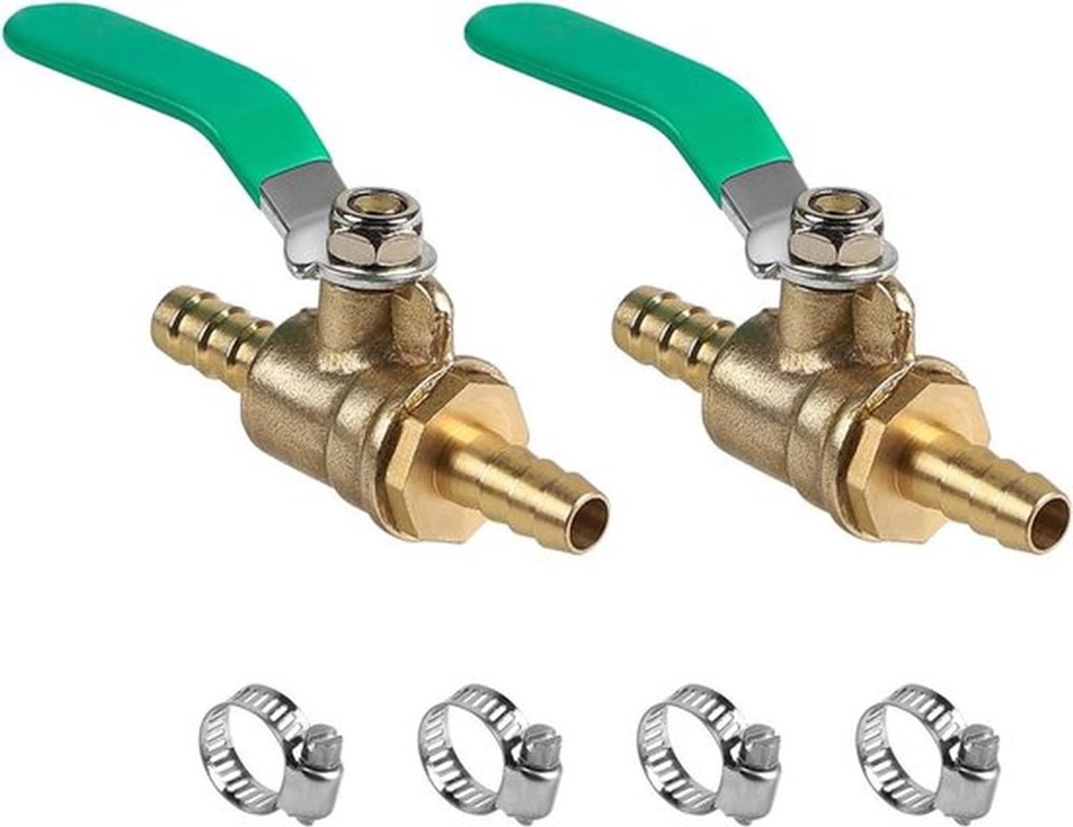 8 mm kogelventiel messing 2-weg kogelkraan met 4 klemmen, luchtstroom regelen oliewater