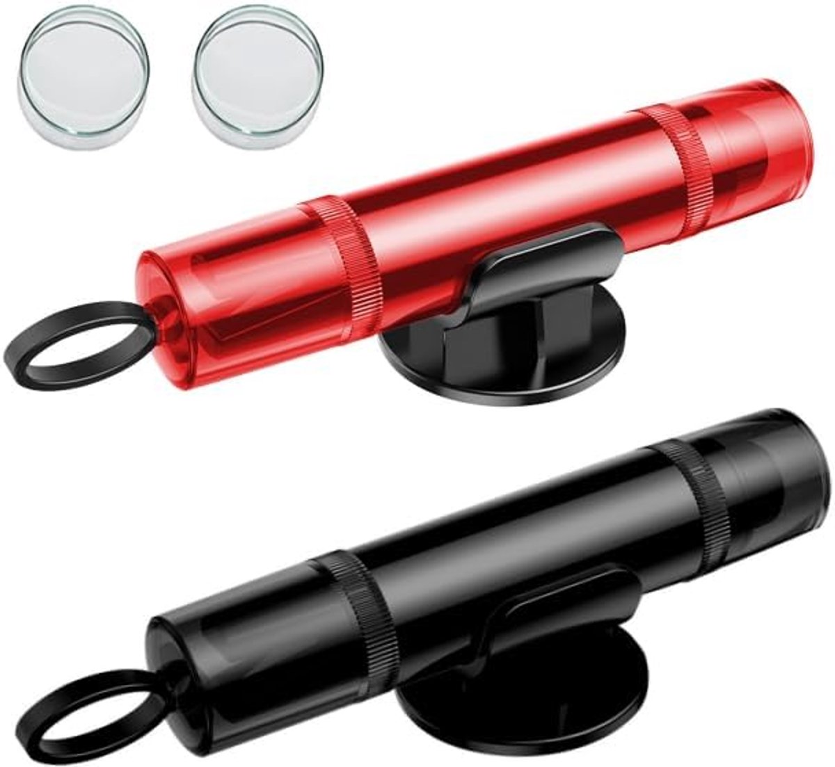 2-in-1 Auto Noodhamer en Gordelsnijder Set - 2 Stuks - Veerbelaste Safety Hammer en Raambreker - Compacte Veiligheidstool voor Autoruiten - Cruciaal Auto Accessoire voor Noodgevallen - Zwart en Rood