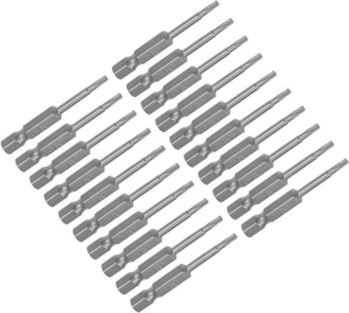 T8 Torx Schroevendraaier Bit, 5 cm Lang, 1/4 Inch Hex Shank, S2 Staal Magnetisch, 20 Stuks voor Reparatiewerkzaamheden en Klussen