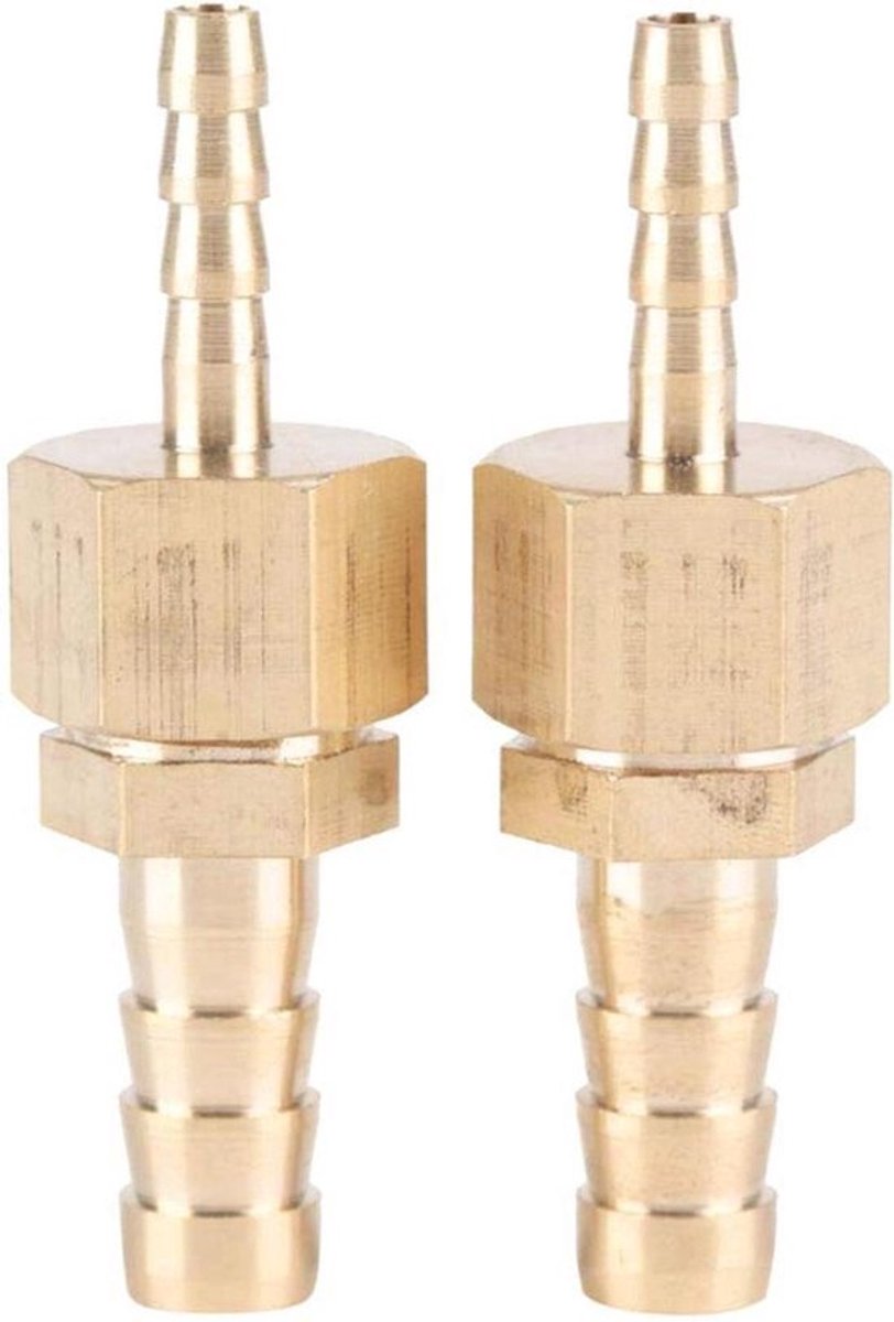 Slangconnector Messing - 2 Stuks - Corrosiebestendig - Buisadapter 4-8 mm - Duurzaam - Onderdeel voor Onderhoud - Buisconnector