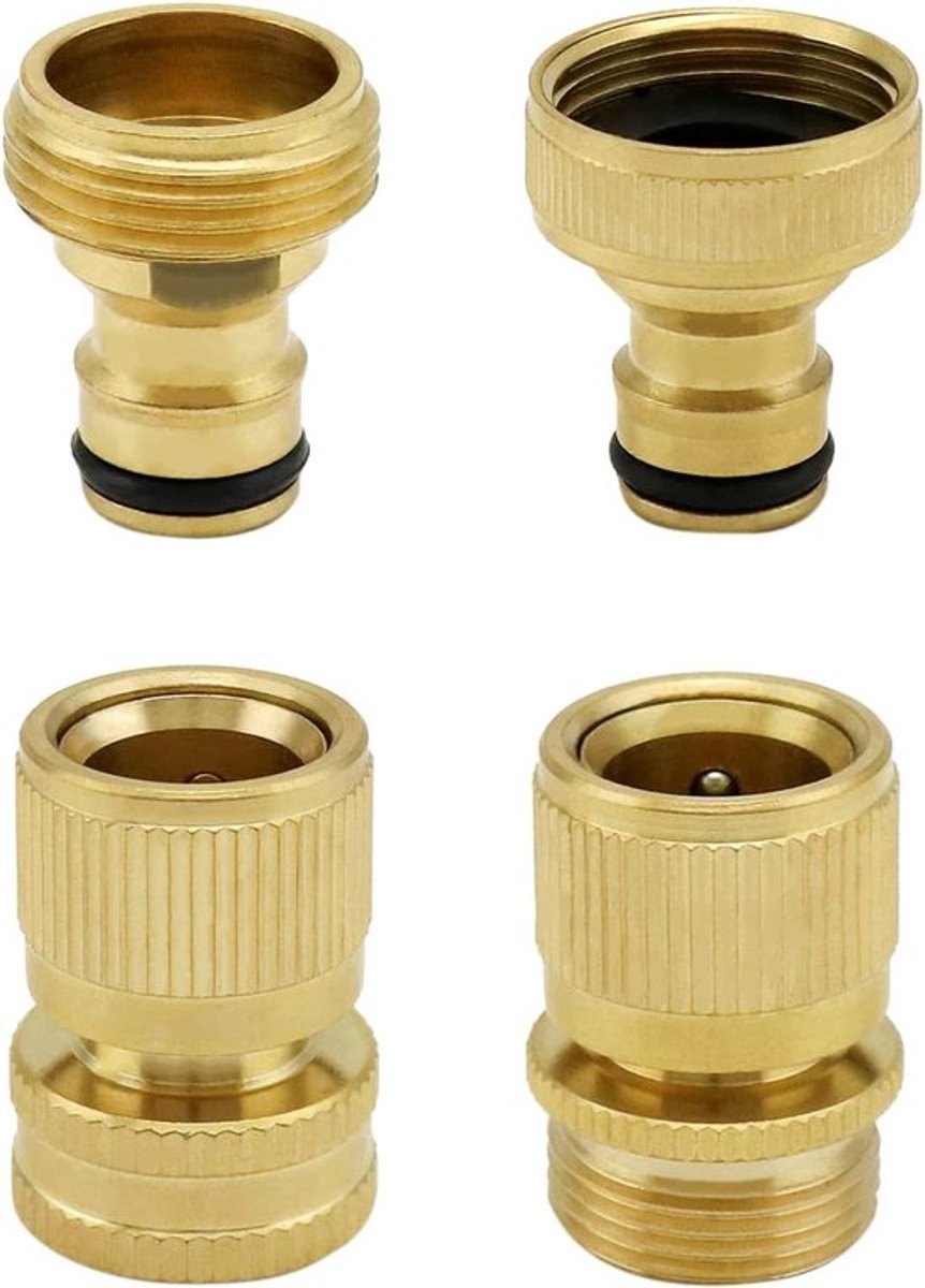 Tuinslang aansluitingen messing 3/4" - Buitendraad - Slangkoppelingen - Set van 2 stuks