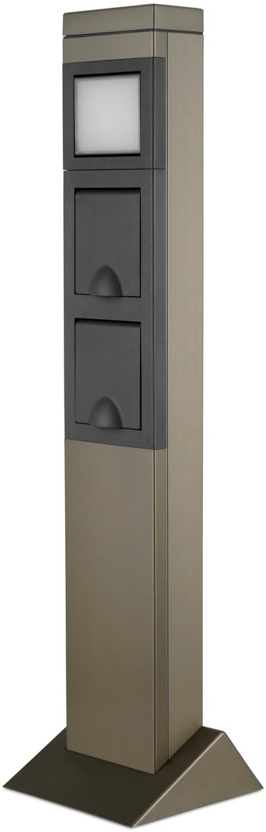 SnelShoppen - 2-voudig stopcontact met padverlichting voor buiten | spatwaterdichte tuincontactdoos | roestvrij staal | perfect voor tuin, balkon en c