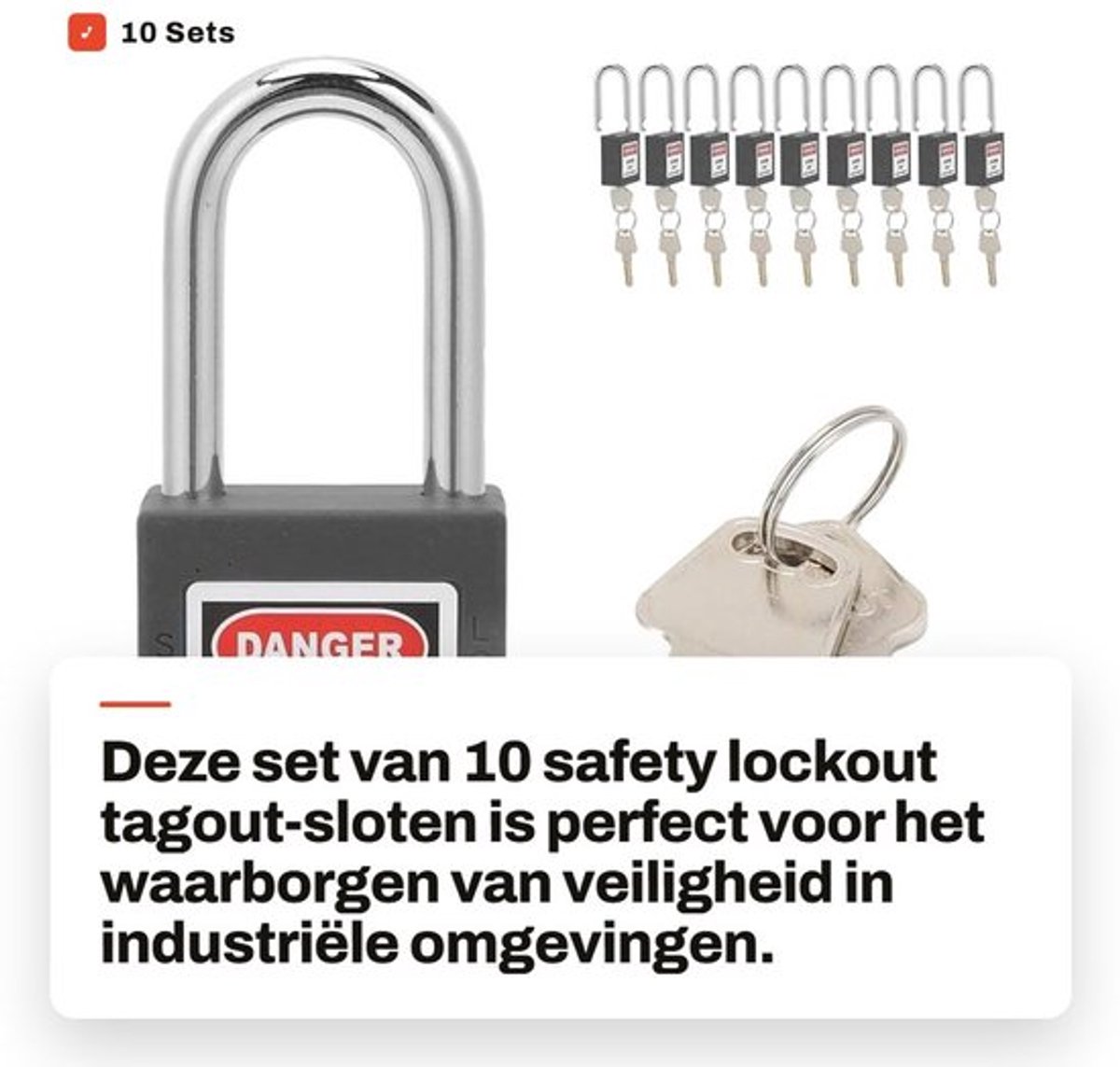 Veiligheidshangsloten Set van 10 - Stalen Balk - Anti