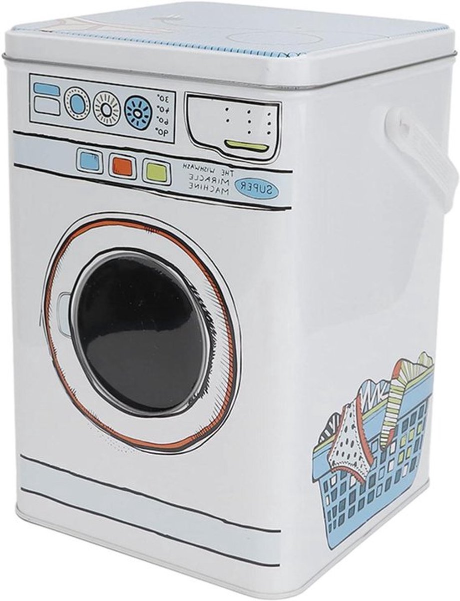 Waspoeder opbergdoos voor grote inhoud - metalen wasmiddelhouder - jerrycan voor wasmiddelopslag - blauwe wascapsulecontainer