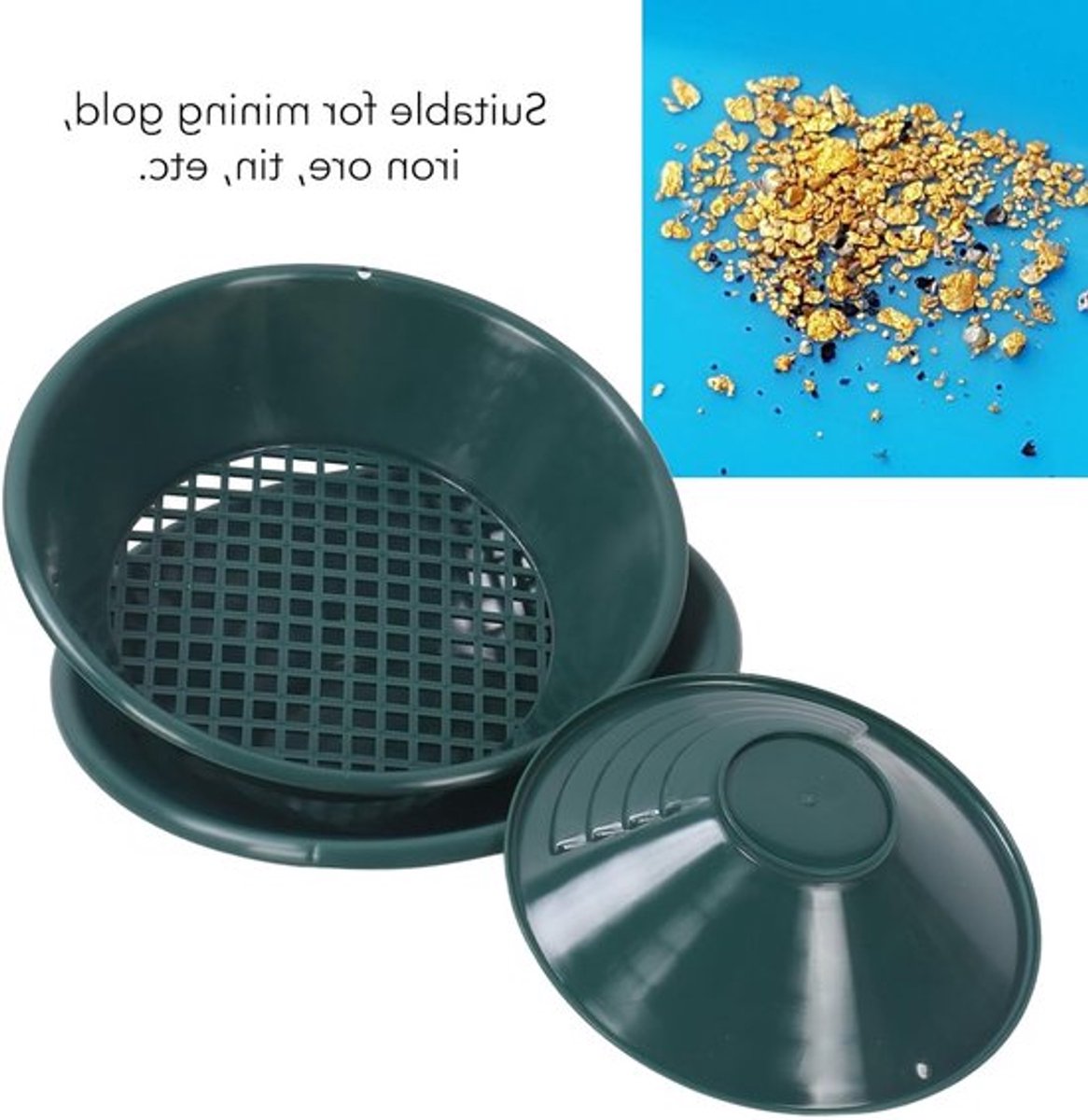 Compleet goudpan-kit met 3 stuks, ideaal voor beginners, inclusief goudpan en prospectiegereedschap voor eenvoudige mijnbouw en zoektochten in de natuur