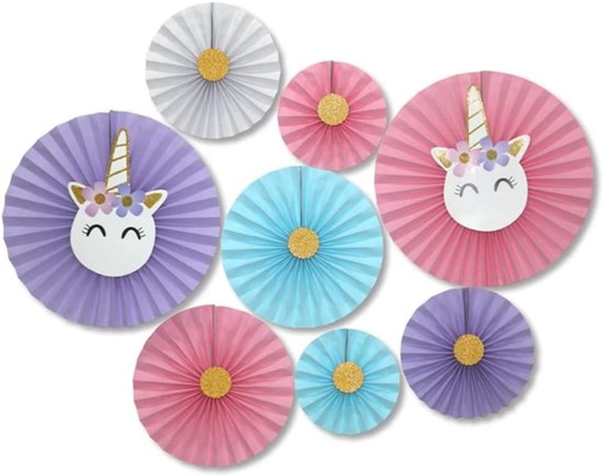 8 Stuks Feestdecoratie, Papieren Ventilatoren, Hangende Decoratieve Pap fans voor Bruiloft, Verjaardag, Babyshower en Festivals