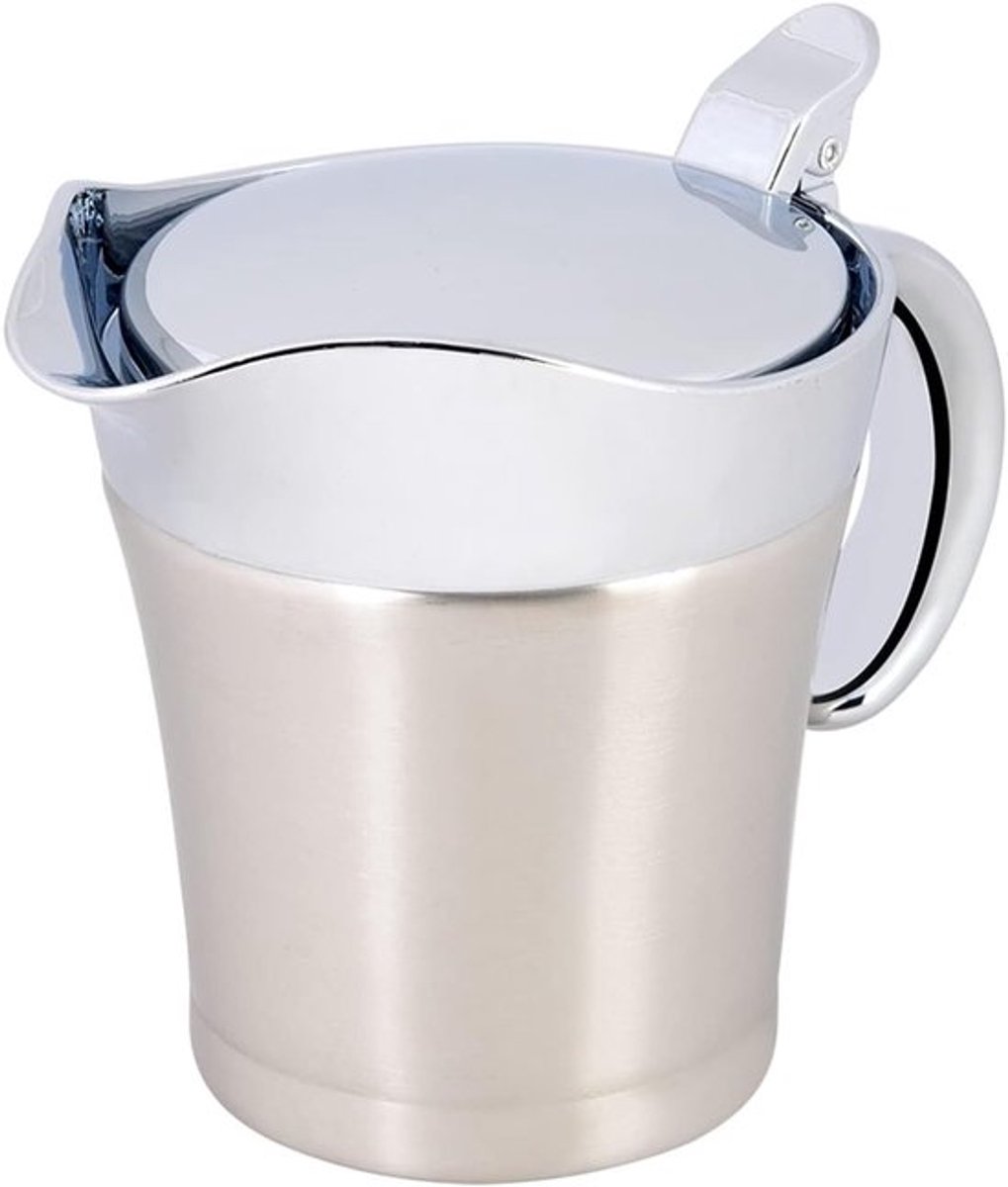 Dubbelgeïsoleerde sauskom met deksel, roestvrijstalen sauskan voor warm houden van sauzen, ideaal voor thuis en restaurants (750ml)
