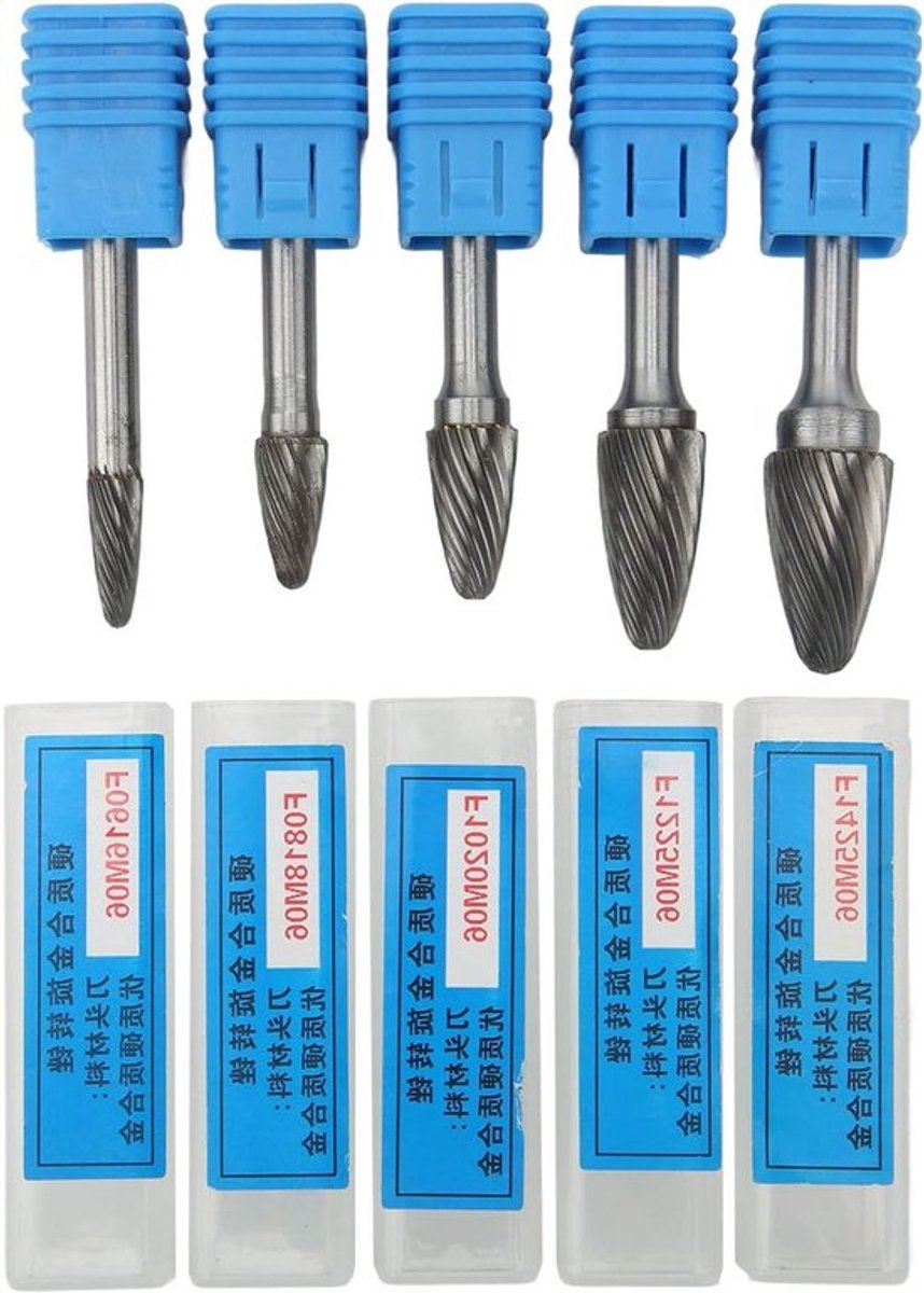 Set van 5 Stuks Carbide Frezen met 6mm Schacht voor Graveren, Polijsten en Boren met Power Tools