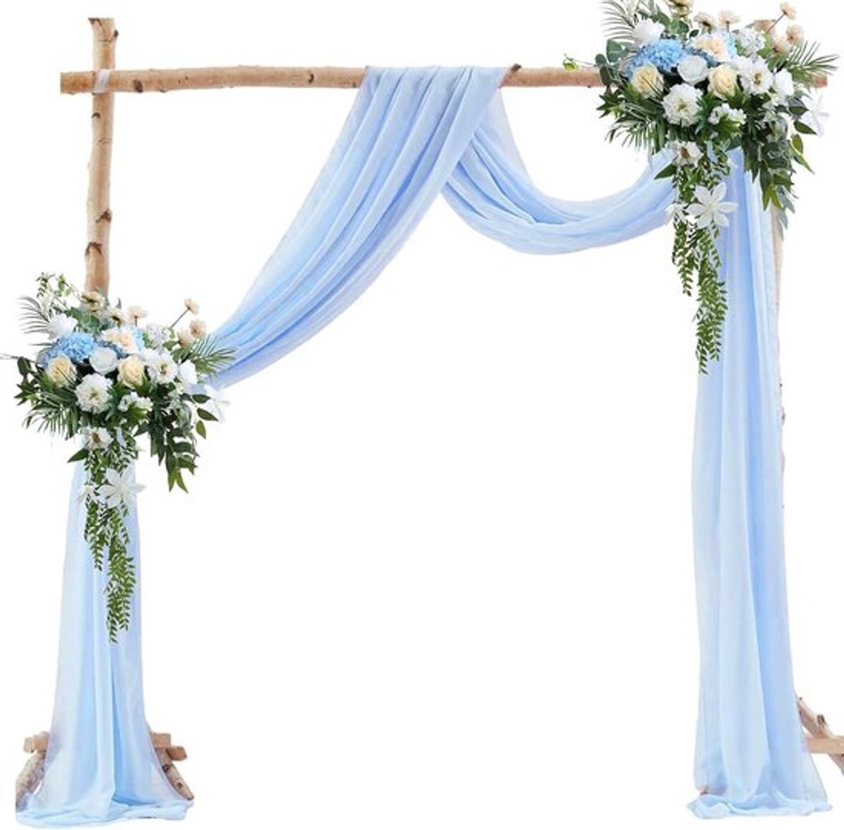Trouwdecoratie Tulle Gordijn, 160 x 600 cm, Blauwe Chiffon Achtergrond voor Bruiloft, Sfeervolle Wandversiering en Fotobehang