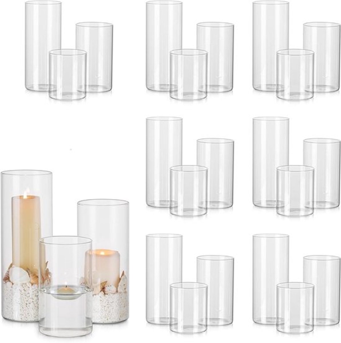 Decoratieve Hurricane Kaarsenhouder voor Pillar Kaarsen, Duidelijke Cylinder Vaas voor Bloemen en Theelichten, Perfect voor Woonkamer en Feestdagen Decoratie