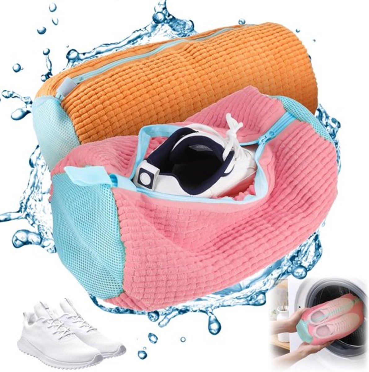 Waszak voor Schoenen, Geschikt voor Wasmachine, Meerdere Kleuren, Zipper, Schoenentas voor Sneakers en Sportschoenen, Ideaal voor Wassen en Bescherming van Schoenen