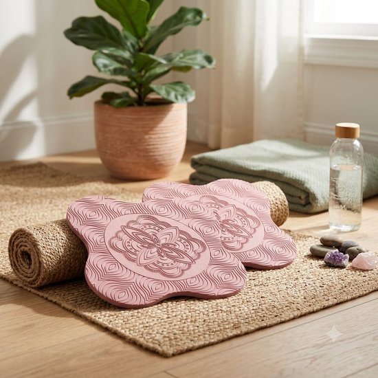 Roze yoga knielmat pilates mat unisex set van 2 schuim ondersteuningsmat voor knieën ellebogen polsen en hoofd multifunctionele oefenmat met reliëf antislip fitness mat — afbeelding 5
