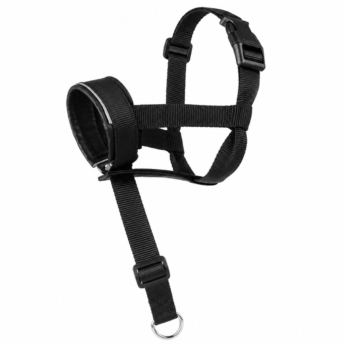 Gloovon® Anti-Trek Hondentuig - Diervriendelijk Mondhalster - Met Zachte Neusband & Reflectie - Ademend Nylon - Zwart - S