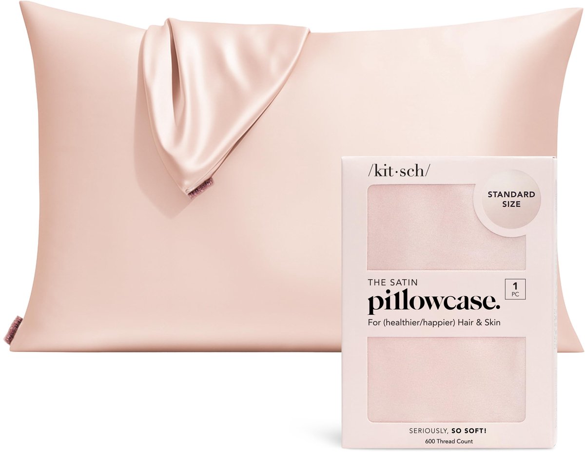 SnelShoppen - Kitsch 100% Satijnen Kussensloop met Rits, Ultra Zacht, Koelend, Voor Haar en Huid, Standaard/Koningin (1 Pak), Blush Kleur