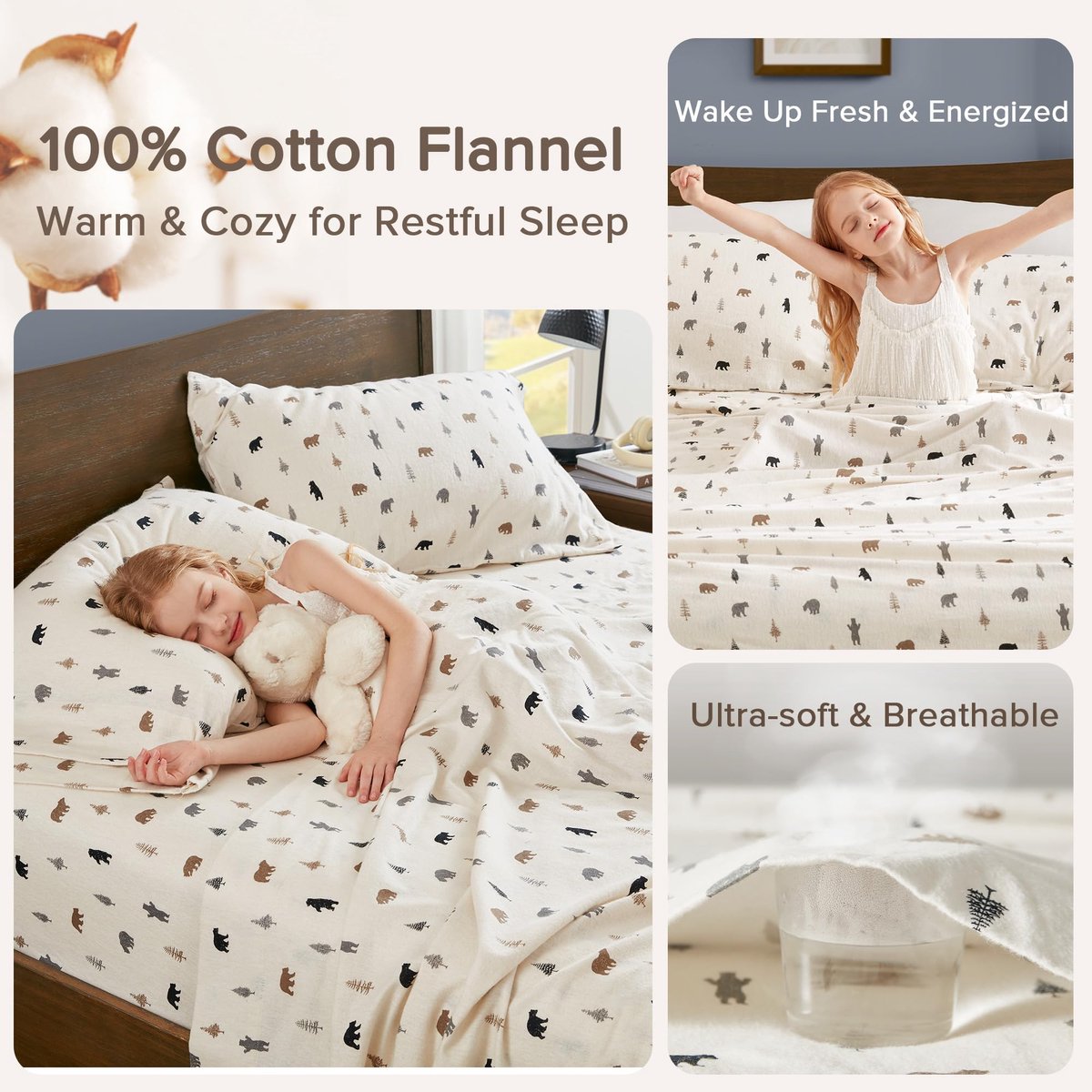 SnelShoppen - Comfortabele Flanellen Lakens 100% Katoen, Ultrazacht, Met Elastische Hoeken, Geschikt Voor Matrassen Tot 35,6 cm, Warm, Nieuwigheid Pri
