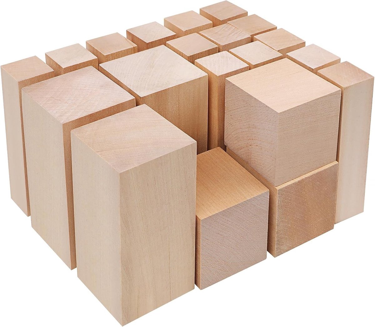 20 Stukken Linde Hout voor Snijden, Diverse Maten voor Ambachten, Houtsnijwerk en DIY Projecten, Geschikt voor Kinderen en Volwassenen