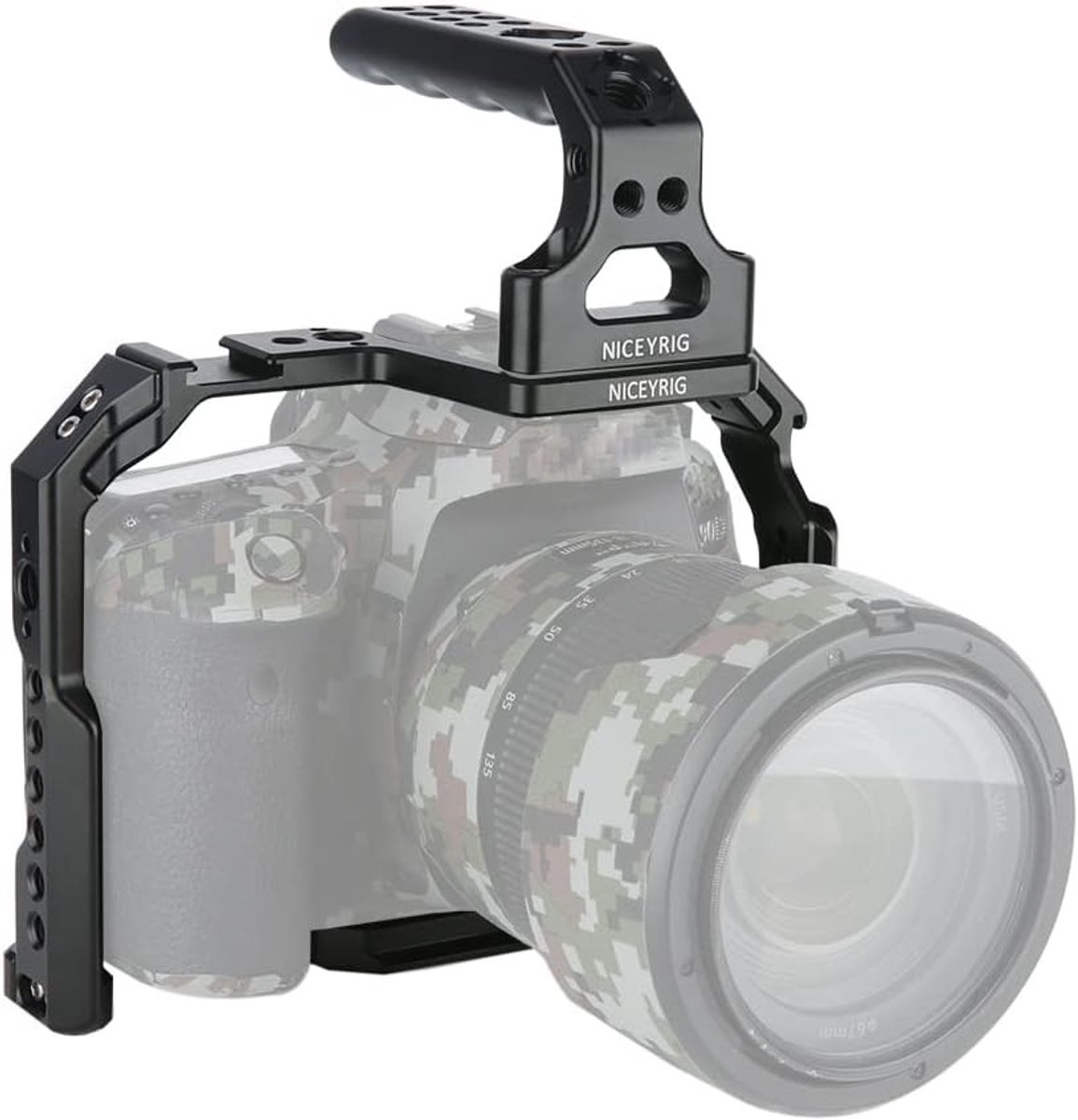 Camera Cage voor Canon EOS 90D, 80D en 70D met Top Handle | Stevige Behuizing met NATO Rail en Koude Schoen Bevestiging