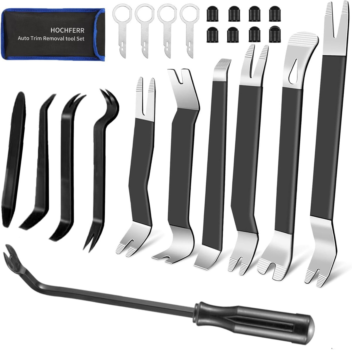SnelShoppen - Metalen auto-demontagegereedschap set, 24-delige sierlijstwiggen en hefboomgereedschap voor deurbekleding en binnenbekleding auto