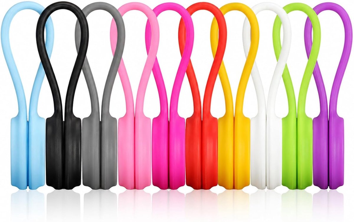 SnelShoppen - Magnet Kabelhalter Silikon 20 Stuks – Magnetische Kabel Clips voor Kabelmanagement, Bunte Kabelorganizer voor Bureau, Auto en Thuis, Kab