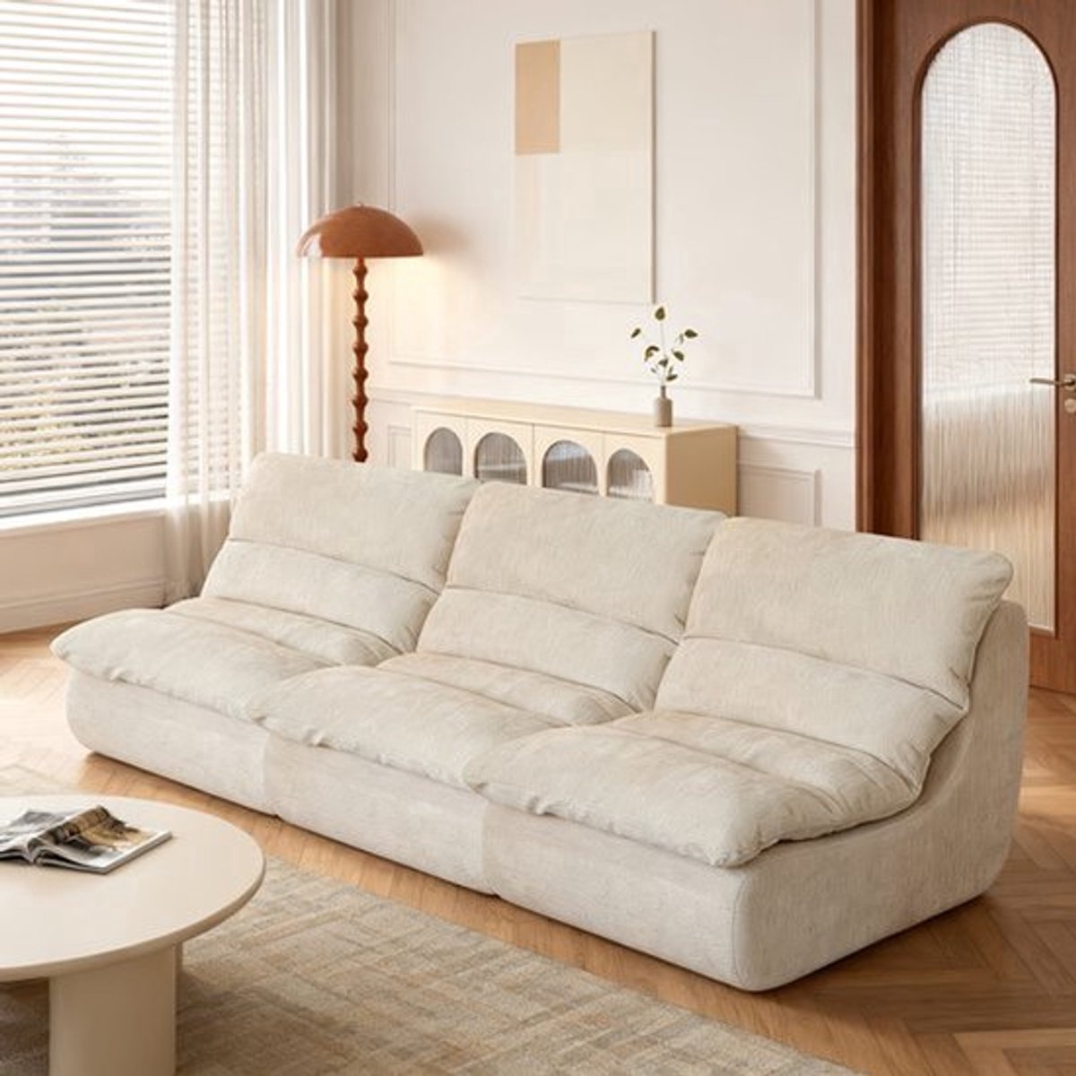 Vloerstoel Set – Zitzak – Loungestoel – Poef – Zitzakstoel – Wit – 3-Delig – Sponsvulling