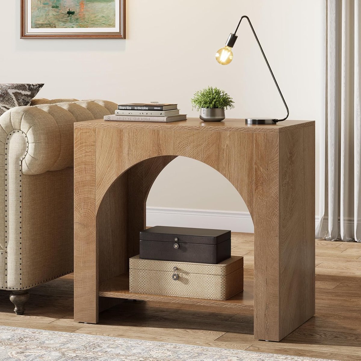 Tribesigns - Bijzettafel - Bedtafel - Zijtafel met een Robuuste Houten Voet - 70 x 40 x 65 cm - Nachtkastje Kleine Salontafel voor Woonkamer Slaapkamer - Bruin