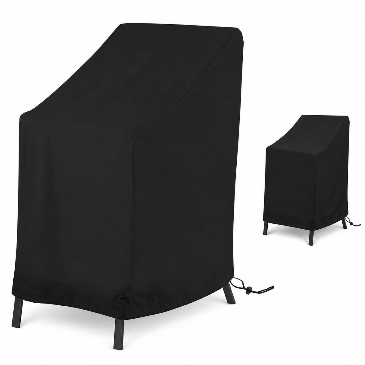 VHV - Tuinstoelhoes 89 x 89 x 120 cm - 210D Oxford Beschermhoes met Trekkoord - Voor Stapelbare Tuinstoelen