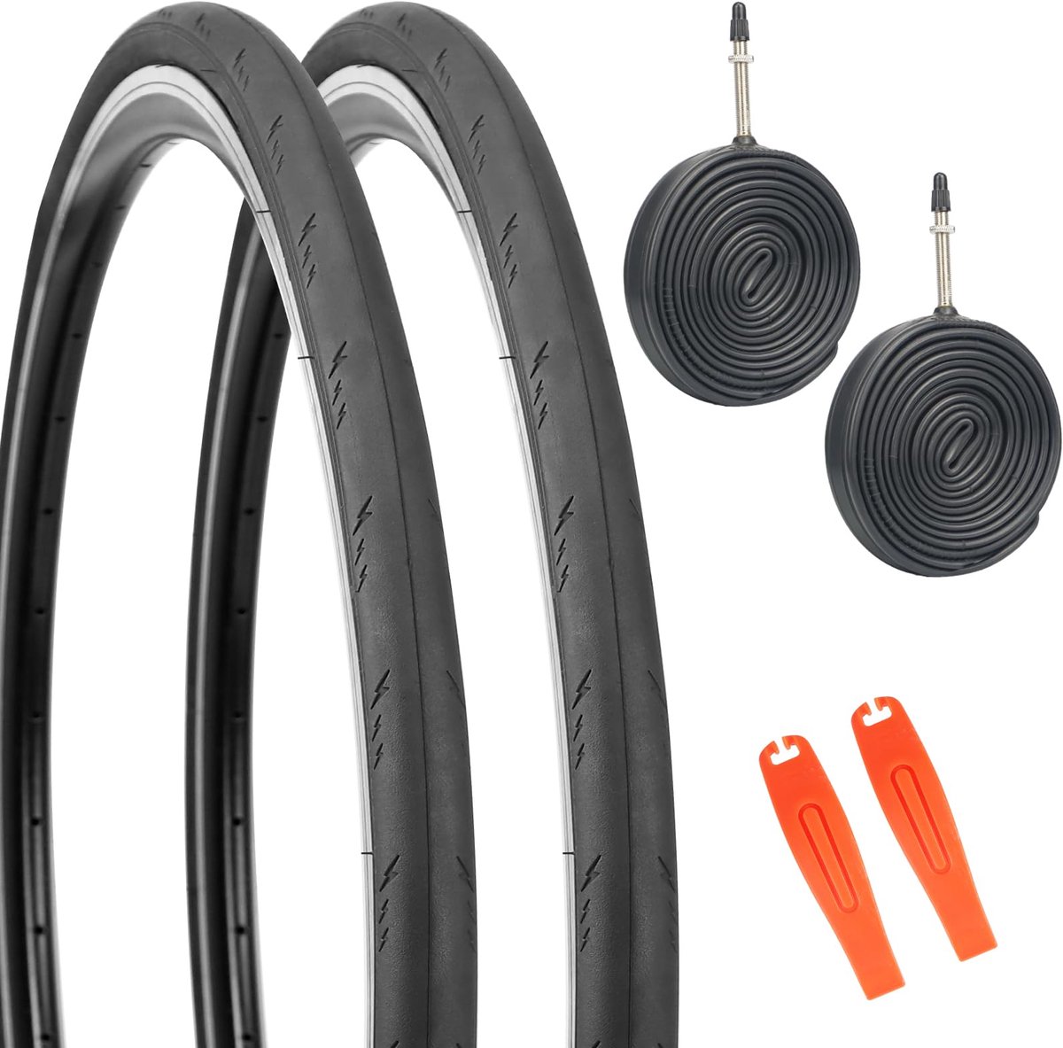 SnelShoppen - 2-pack racefietsbanden 700 x 25c/700 x 28c met FV48 mm Presta ventiel, duurzame fietsbanden voor optimale grip en snelheid, ideaal voor