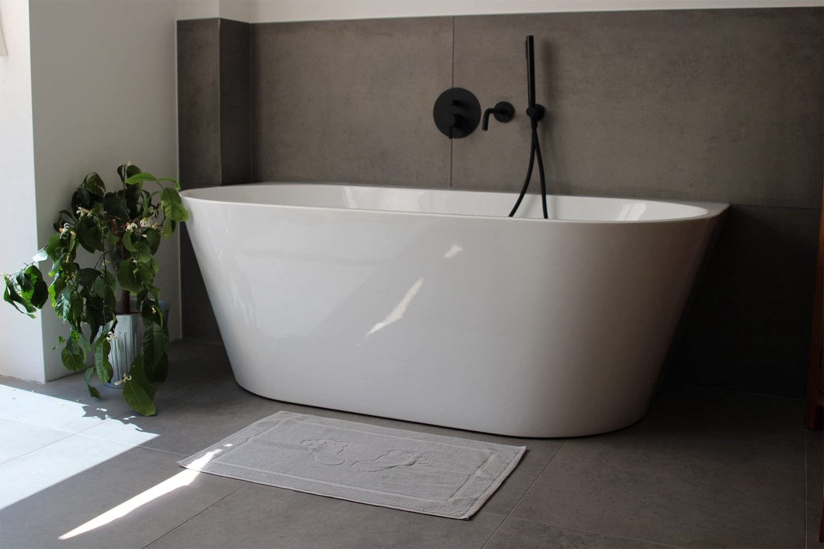 SnelShoppen - Badmat 2 stuks, 100% katoen, donkergrijs, 50 x 70 cm, luxe kwaliteit, zacht, absorbent, badkamer, toilet, comfort