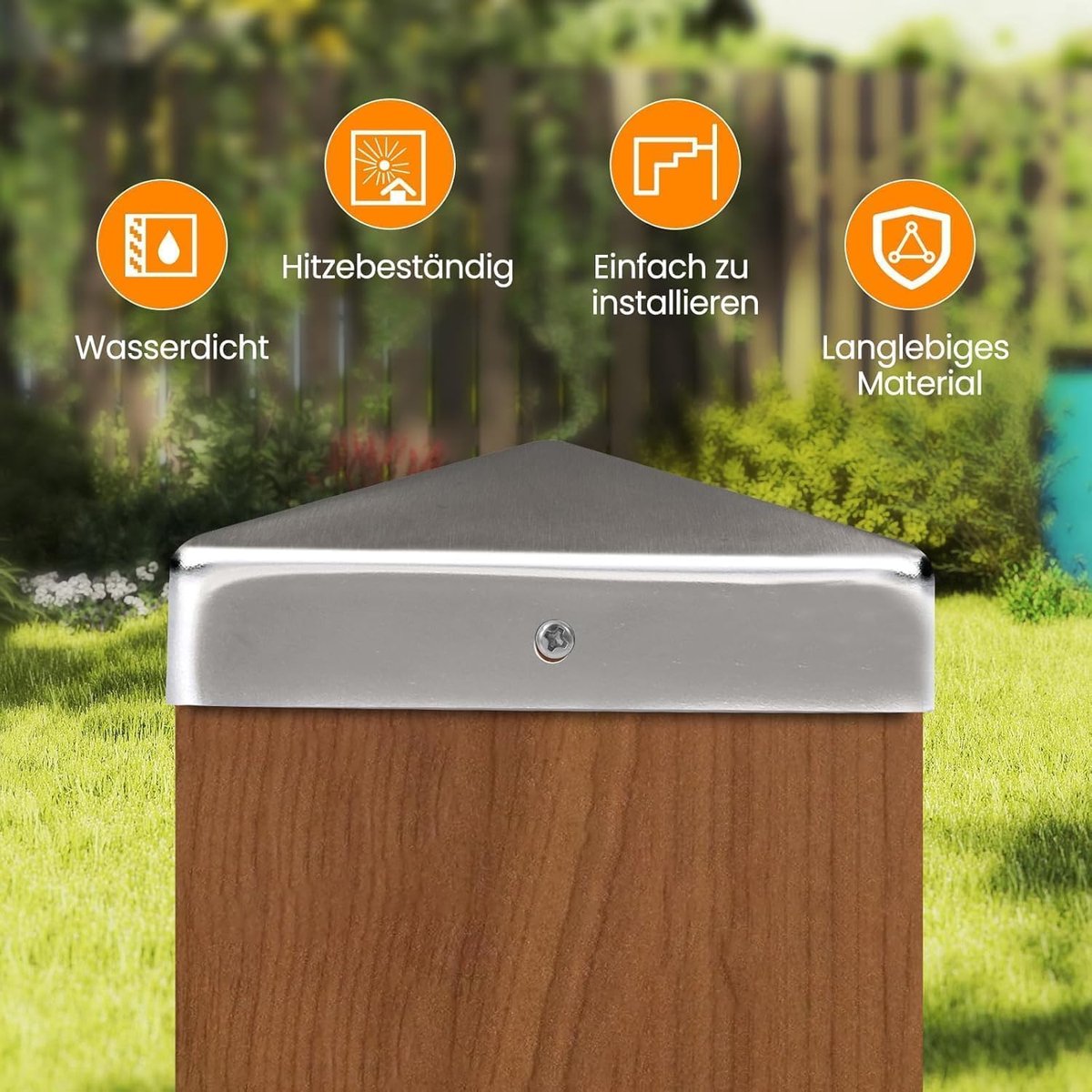SnelShoppen - 10 stuks Verzinkte Stalen Paalkappen - Piramidevormig - Geschikt voor 6x6 cm Houten Tuinpalen en Hekpalen - Inclusief RVS Bevestigingssc