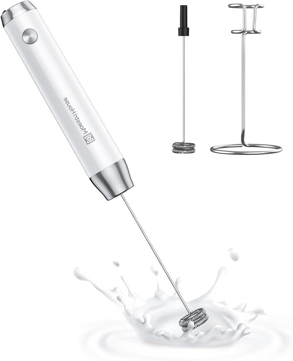 Opschuimer Melk - Elektrische Mixer - Koffie Maken - USB-C Oplaadbaar - 17.6 cm - Wit