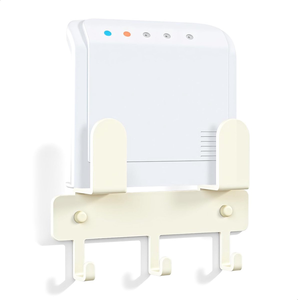 SnelShoppen - Wandbevestiging Router, Kabelbox Organizer Wit voor WLAN Router en Stekkerdoos zonder Boren, Verstevigd en Ruimtebesparend