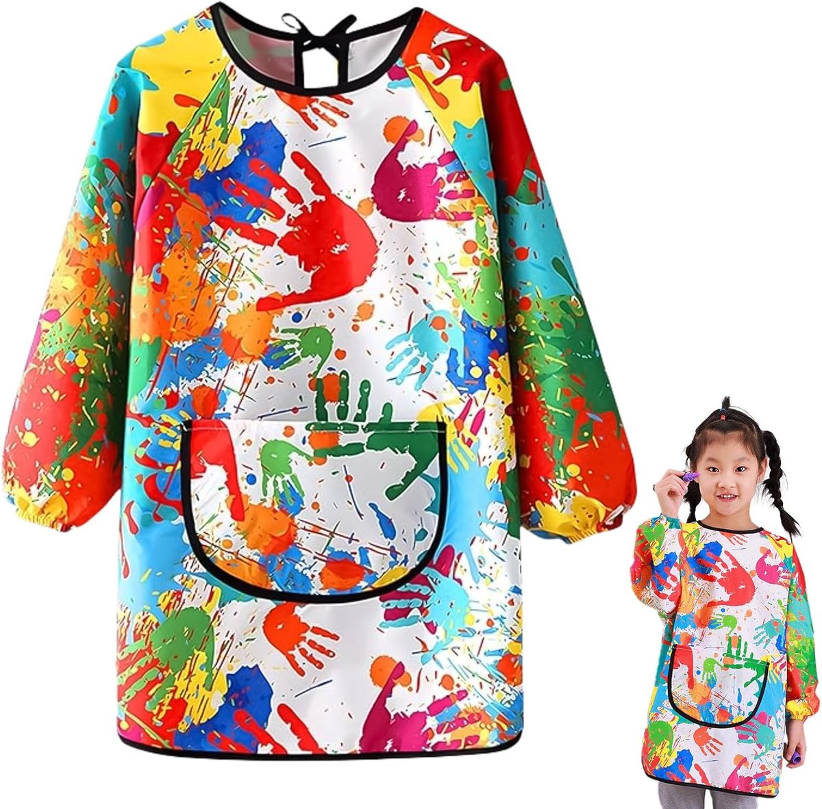 Schilderjas kind 7-12 jaar - Katoenen schilderpak - Schilderapron voor creatief knutselen - Ideaal voor kunstlessen - ShopVlot