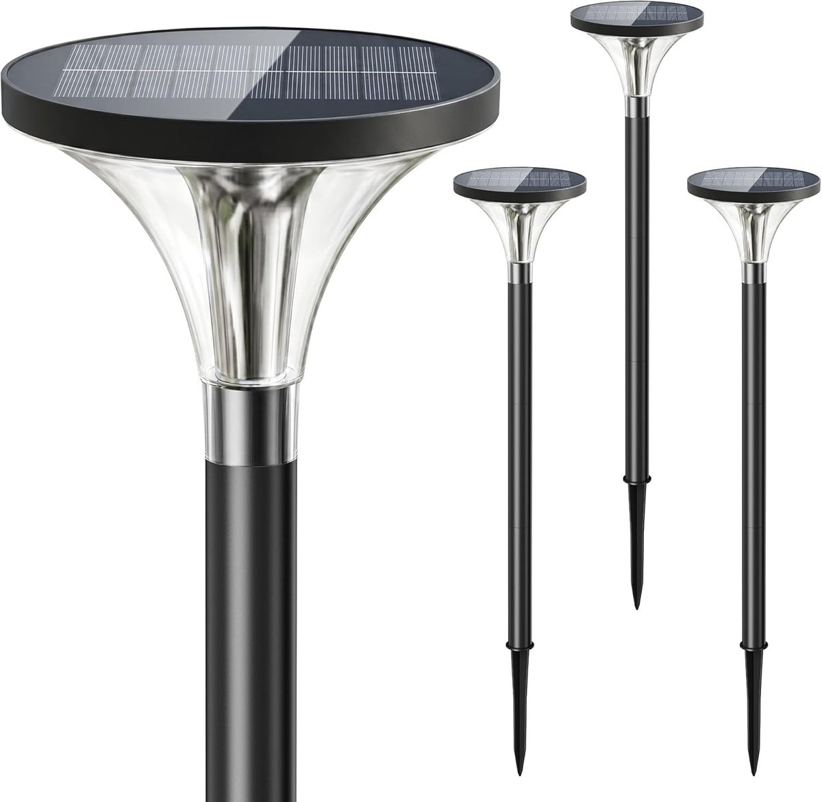 TPL057-4 Zonnelampen voor buiten, 4 stuks, warmwit, solarlampen voor buiten, 200 lumen, extra heldere tuinverlichting - ShopVlot