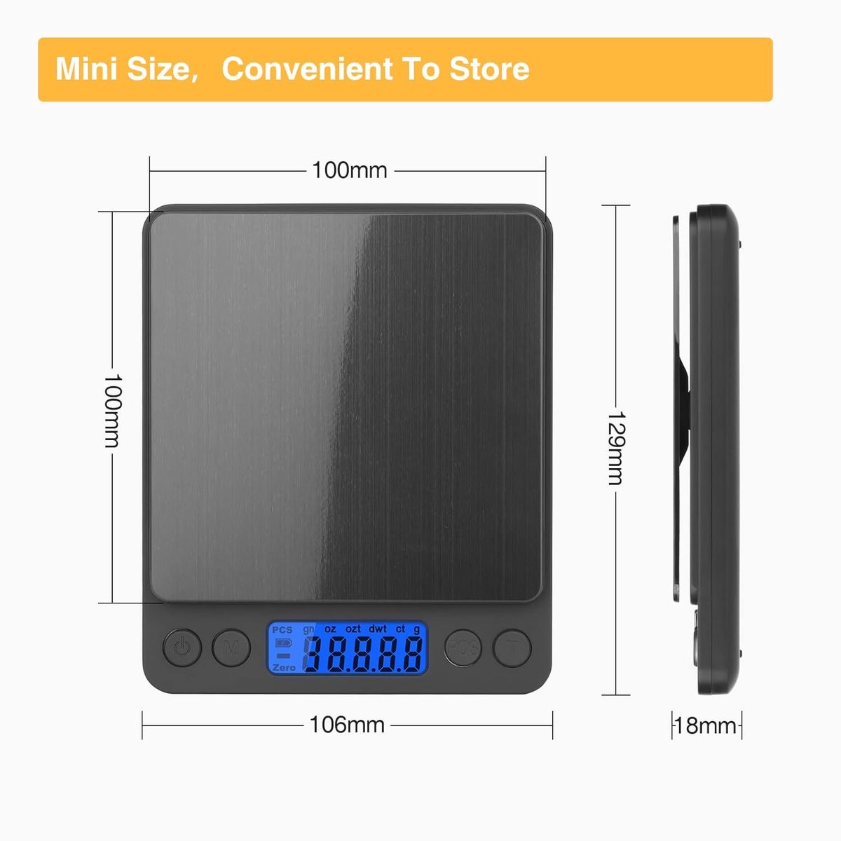 SnelShoppen - Digitale Keukenweegschaal 3 kg/0,1 g met PCS en Tarra-functie - Zwart LCD-display - Perfect voor Koken en Bakken in de Keuken