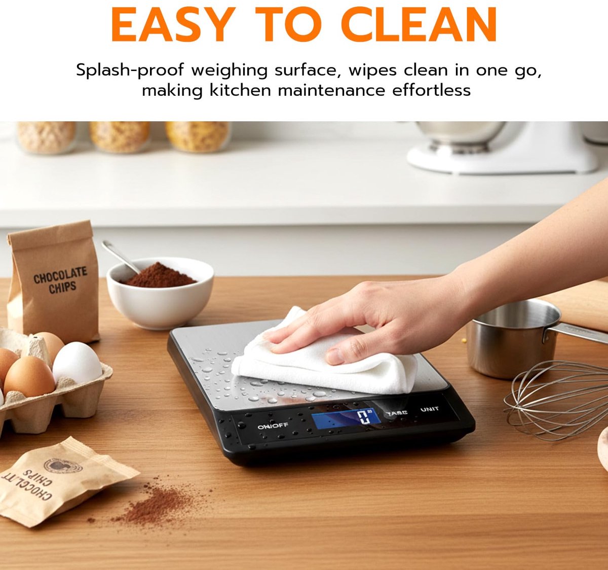 SnelShoppen - Digitale Keukenweegschaal 15 kg/1 g met LCD-Display, Tarrafunctie, 6 Eenheden (g kg lb oz ml) - Perfect voor Koken en Bakken