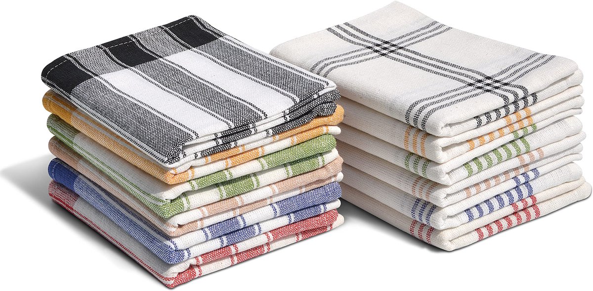 SnelShoppen - Set van 6 Handdoeken en 12 Theedoeken van 100% Katoen - Luxe Keukenlinnen - Duurzaam en Elegant - Voor Keuken, Badkamer, Feest en Dageli