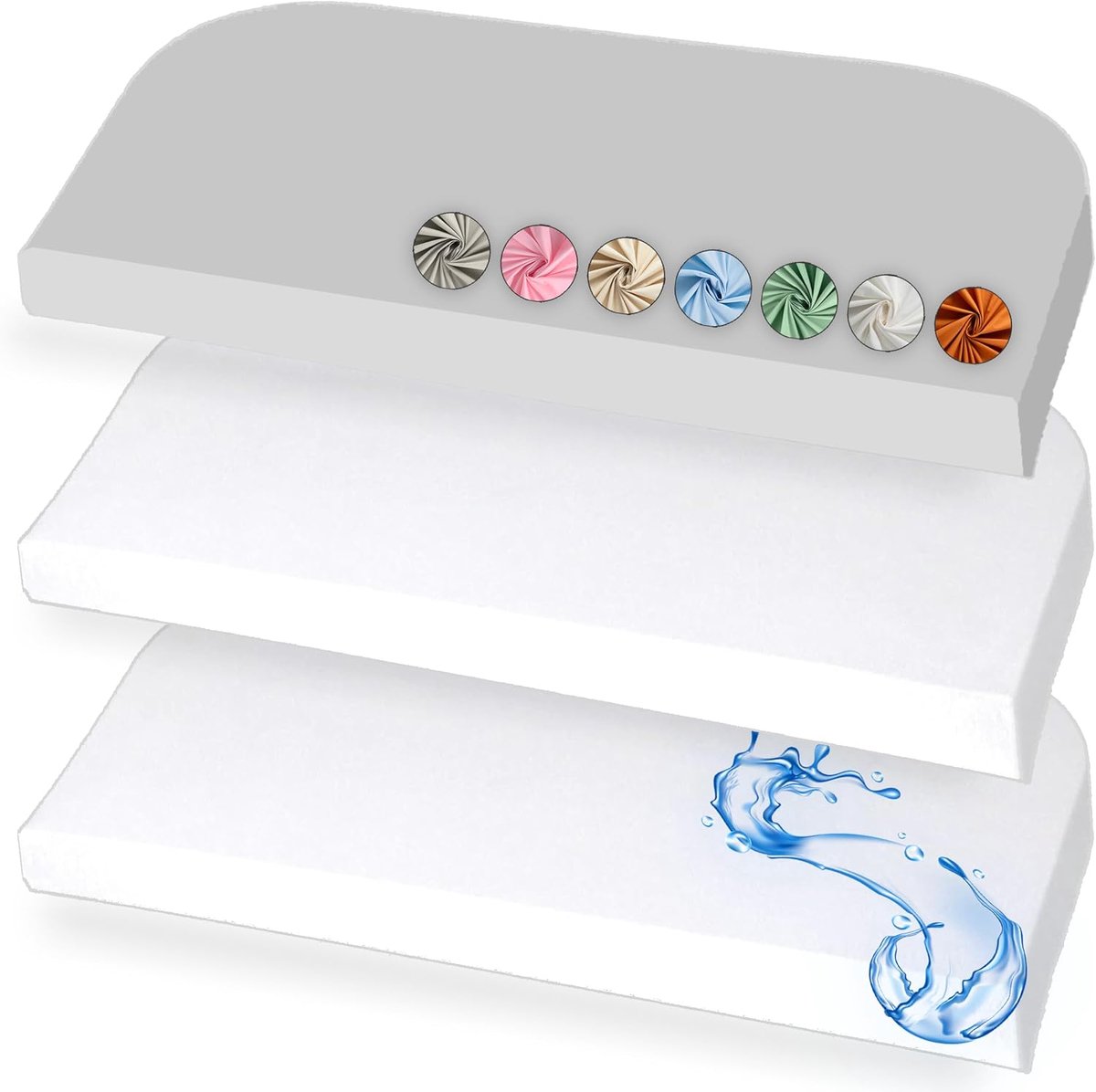 Fitted Sheet 50 x 89 cm - 2 Fitted Sheets 100% Katoen - 1 Waterdichte Matrasbeschermer - Ideaal voor Babybay Gastbed - SnelShoppen