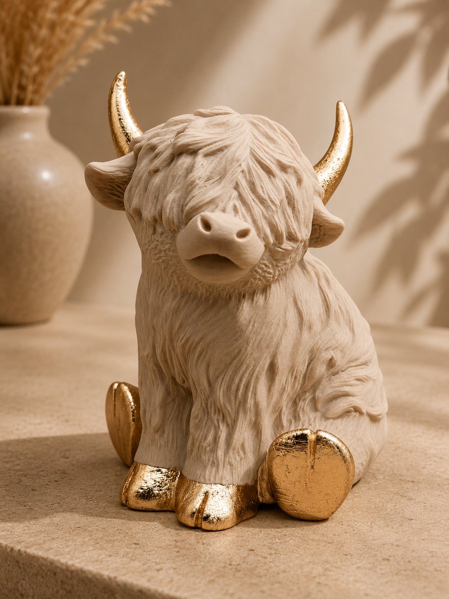 Luxury Layerzz – Highlander - 3D geprint - woondecoratie - handgemaakt - 18cm - beige goud