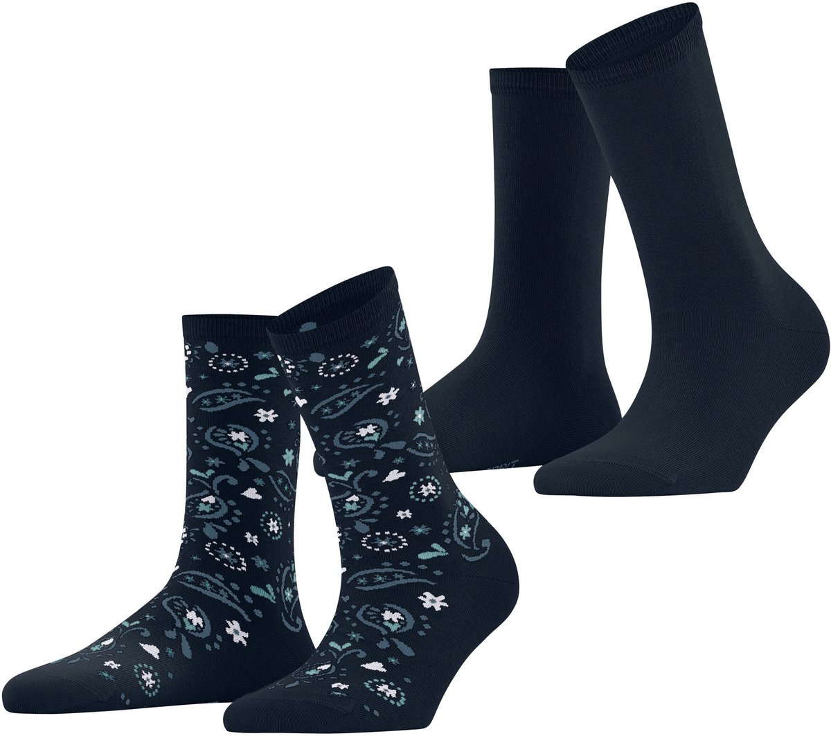 Esprit Soft Paiyley 2 Pack gedessineerd katoen multipack sokken dames blauw - maat 39-42