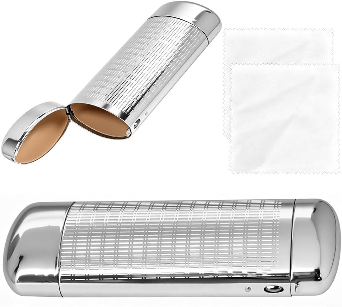 Aluminium Glasses Case with 2 Glasses Cloths Glasses Case Hard Case Silver Glasses Case Metal Case with Closure - ShopVlot