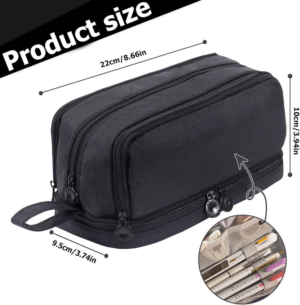 Pennenzak grote capaciteit - uitvouwbaar - multifunctionele pouch met rits - ideaal voor schoolspullen - ShopVlot