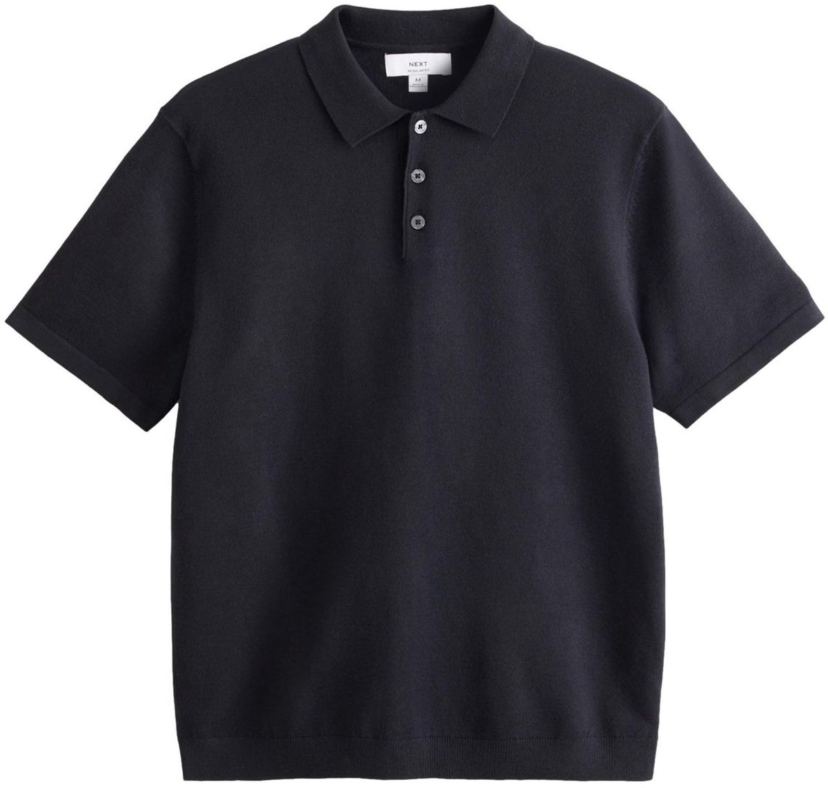 Next - Heren - Gebreid basic poloshirt met korte mouwen - Blauw
