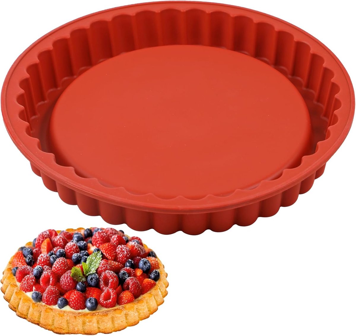 SnelShoppen - Fruitcakevorm 26 cm Siliconen Taartbodem Bakvorm - Ideaal voor Fruittaarten, Koekjesbodems en Taartbodems - Duurzaam en Flexibel - 1 Stu