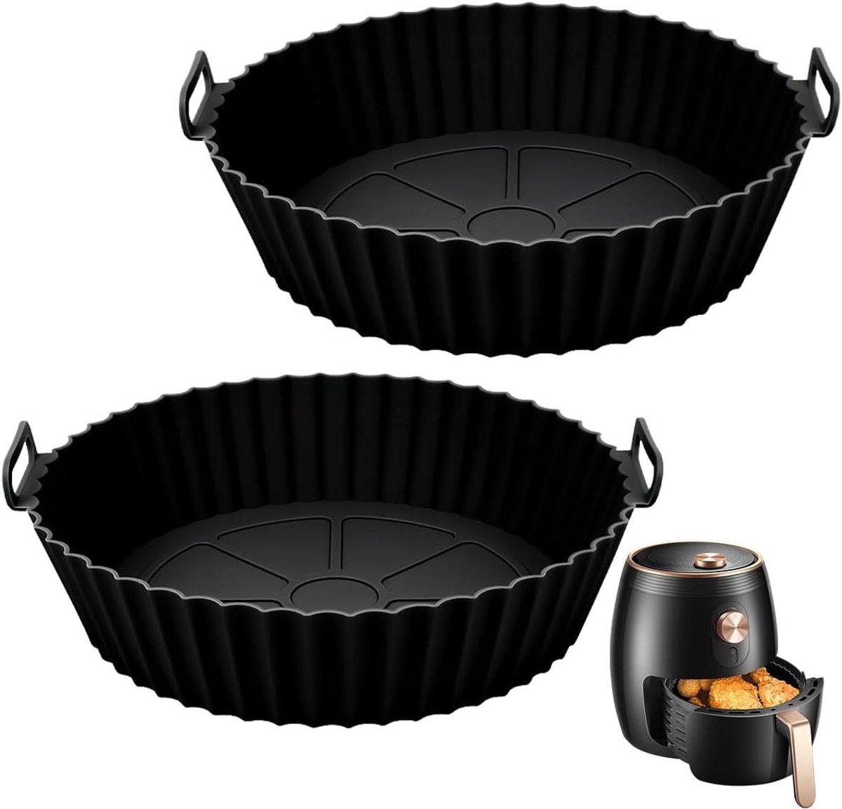 Siliconen vorm - Airfryer accessoires - Koken en bakken - Herbruikbaar en vaatwasserbestendig - 20 cm - Zwart