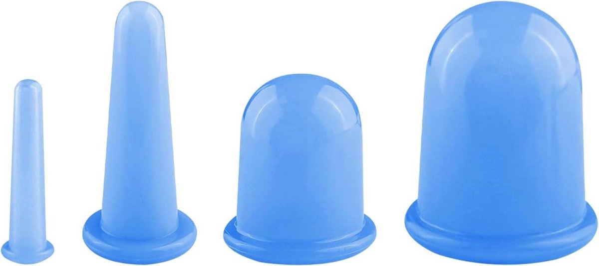 Silicone Massage Cups - Cupping Set - Gezichtsbehandeling Lichaam - 4 Verschillende Maten - 130 g - Transparant