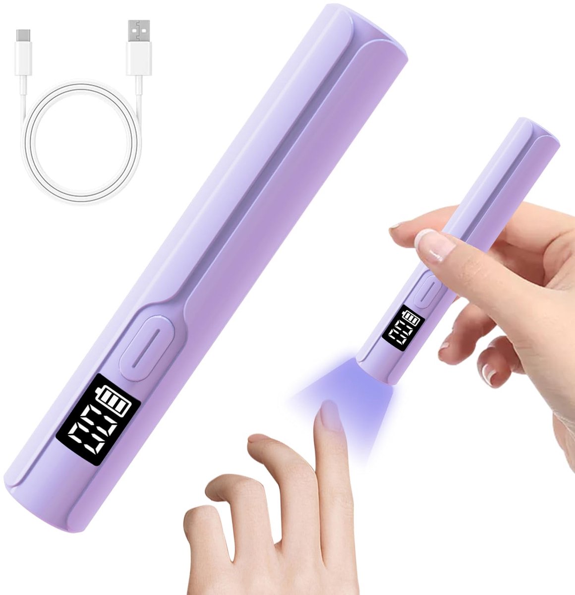 SnelShoppen - UV Lamp voor Gelnagels, Draagbare Handheld LED Nagellamp, Oplaadbare Draadloze UV Nageldroger met 2 Timers en LED Scherm voor Snelle Uit