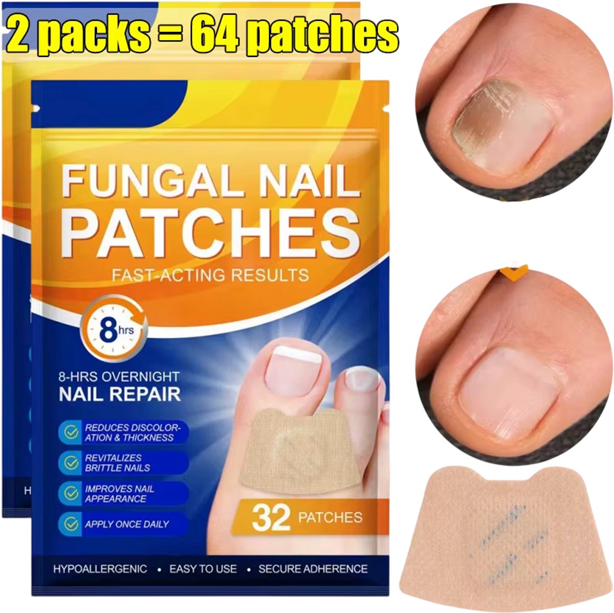 Teennagel Correctie Pleisters 64 Stuks – Zelfklevende Nagelcorrectie Strips, Ingegroeide Teennagel Hulpmiddel, Onzichtbare Voetverzorging en Pedicure Accessoire