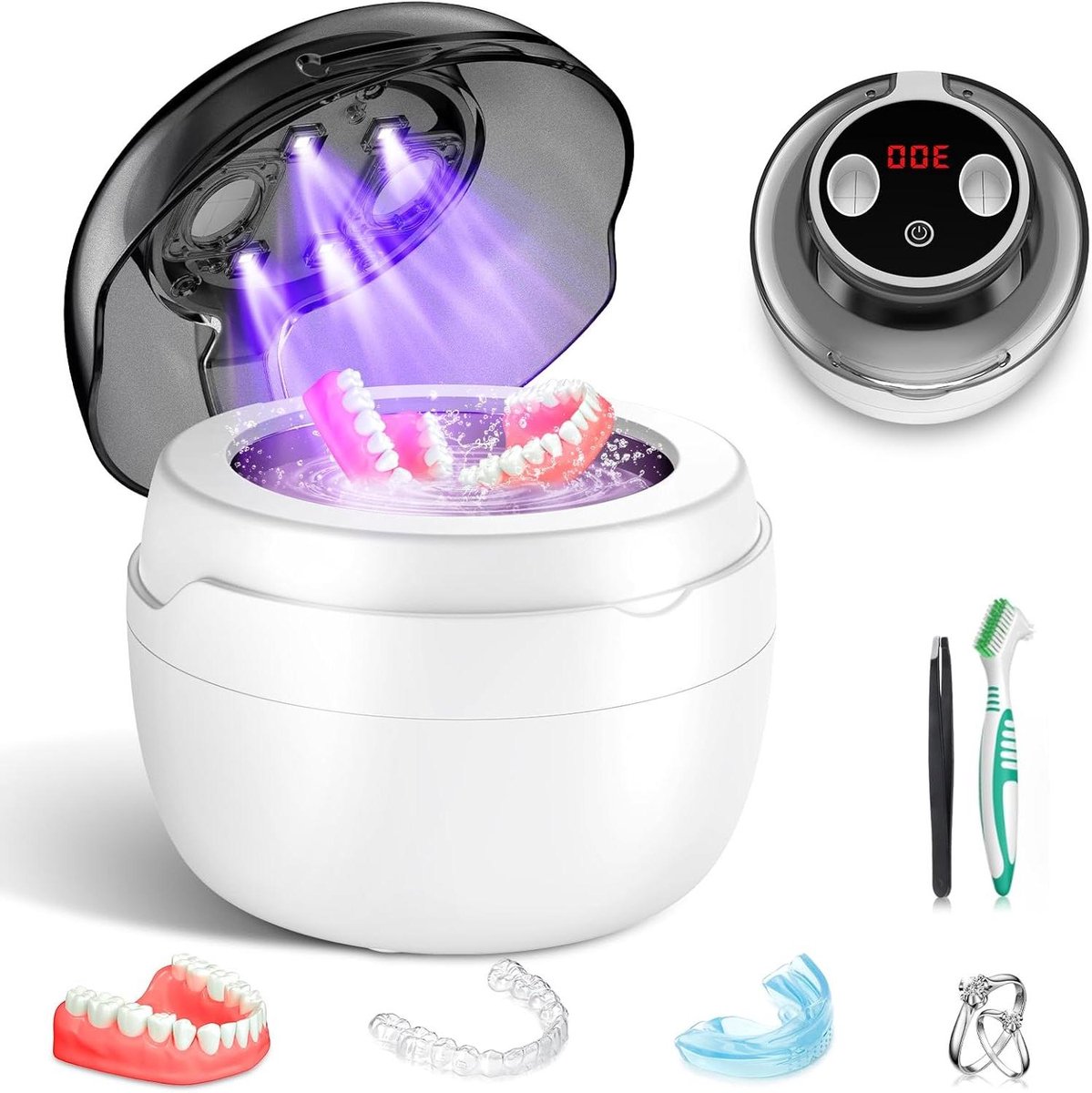 Ultrasone Reiniger - Schoonmaakapparaat - Tandheelkundige Items - UV Sterilisatie - 250ml - Wit